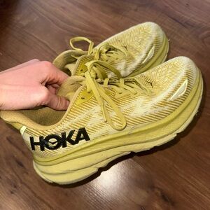Hoka Womens Yellow Green Running Shoes